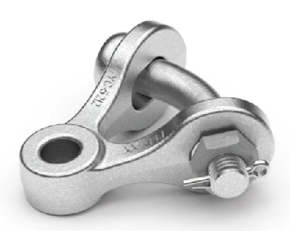 Y-clevis eye connects suspension insulators
