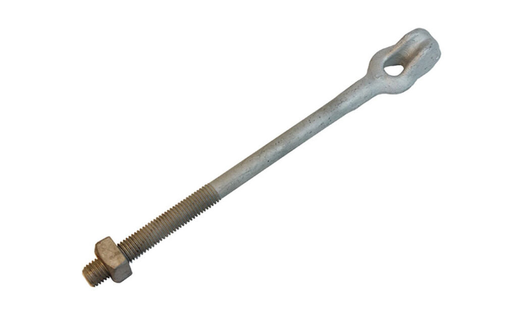 Thimble eye bolt stabilizes poles carrying PV panels