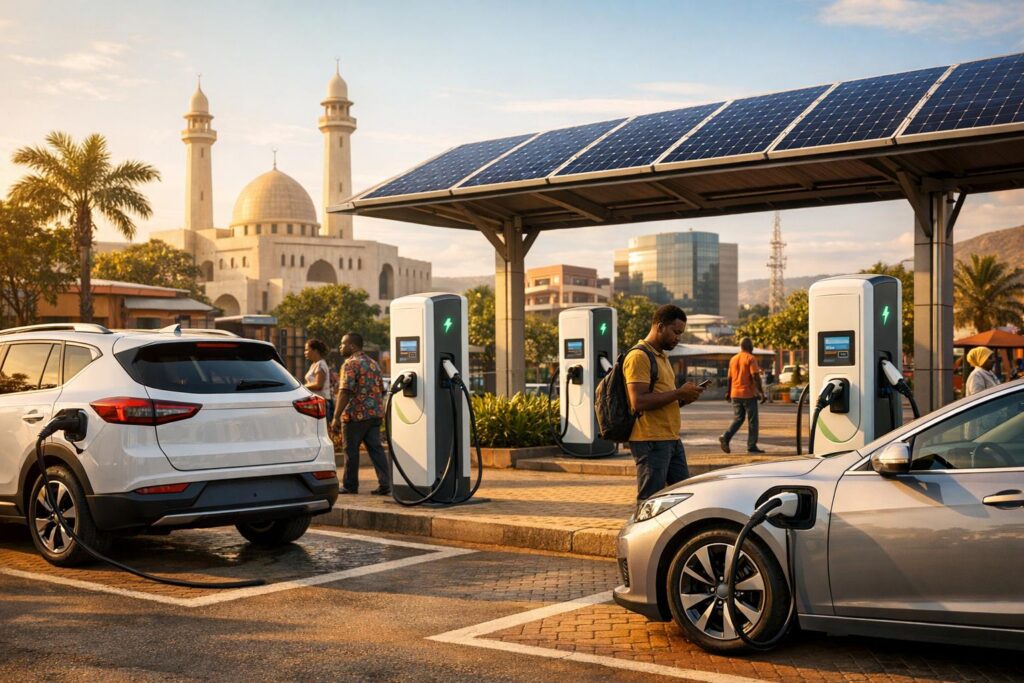 Electric charging station integration with solar PV