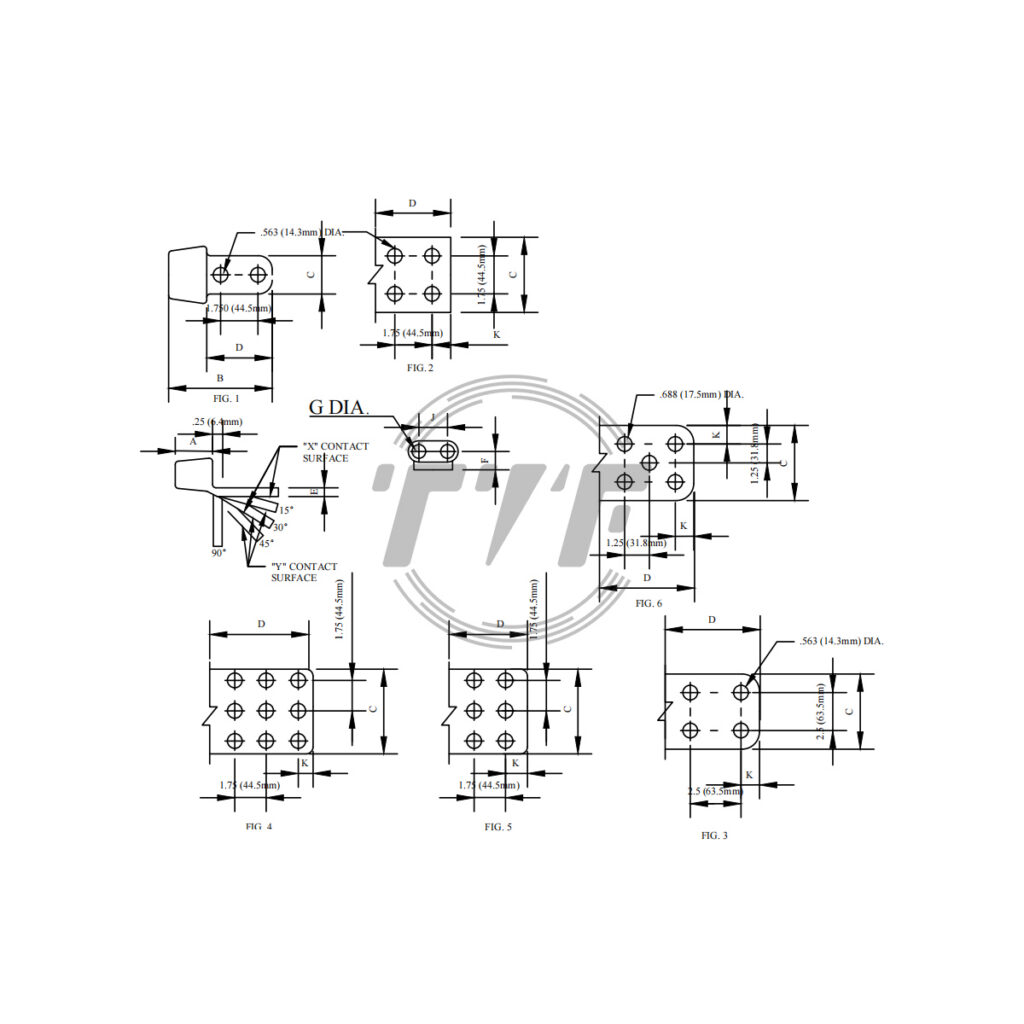 Specifications for the welded terminals